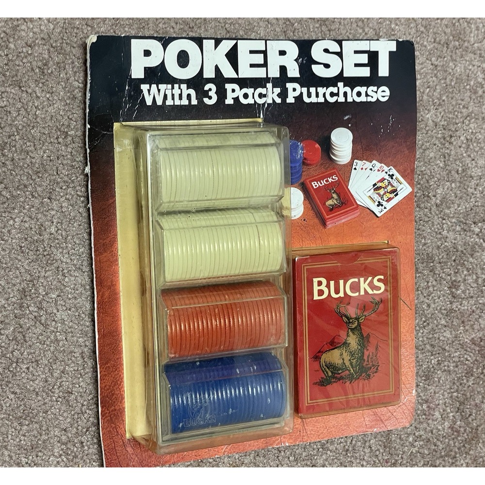 Vintage 1990 Bucks Poker Chip Set with Cards and Dice New‎ Opened